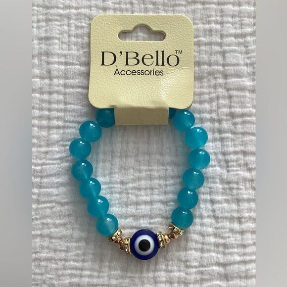 NWT stretch bracelet aqua blue beads, protection - Picture 3 of 4